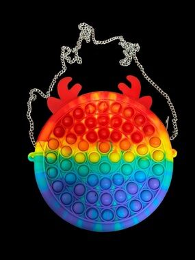 Rainbow Pop-It Crossbody Bag with Chain‎ Strap New. Sensory Friendly